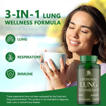 Liposomal Lung Cleansemax Supplement – Mullein Leaf & Elderberry, Quercetin + 13 Herbs & Vitamins | 120 Capsules