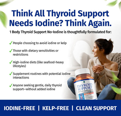 1 Body Thyroid Support Iodine-Free Supplement (60 Count) - Pack of 1