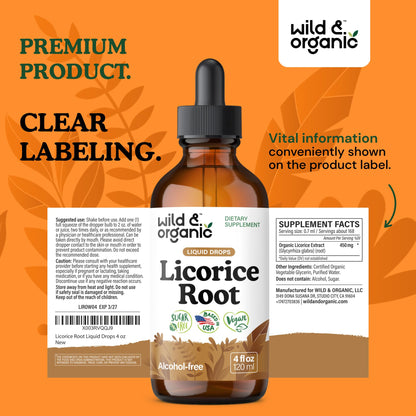 Wild & Organic Licorice Root Tincture - Digestive, Lung & Skin Support (4 oz)
