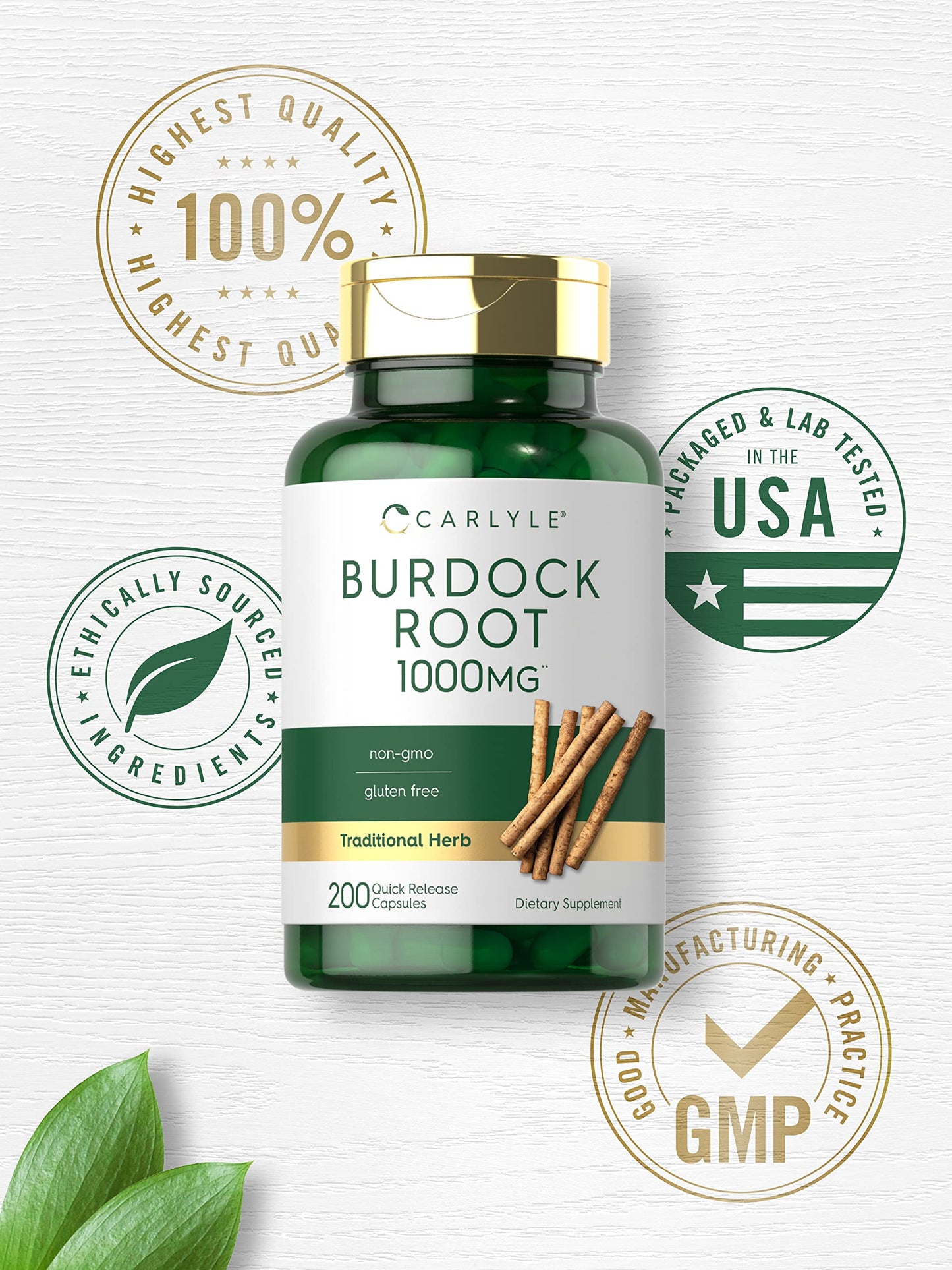 Carlyle Burdock Root 1000 mg – 200 Capsules | Non-GMO & Gluten Free