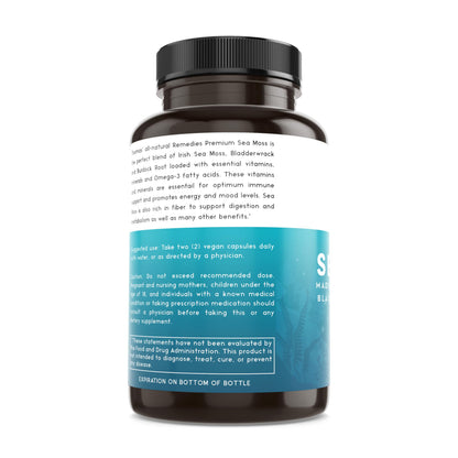 Thomas' All-Natural Irish Sea Moss Capsules with Bladderwrack & Burdock Root – Organic Sea Moss Pills (120)