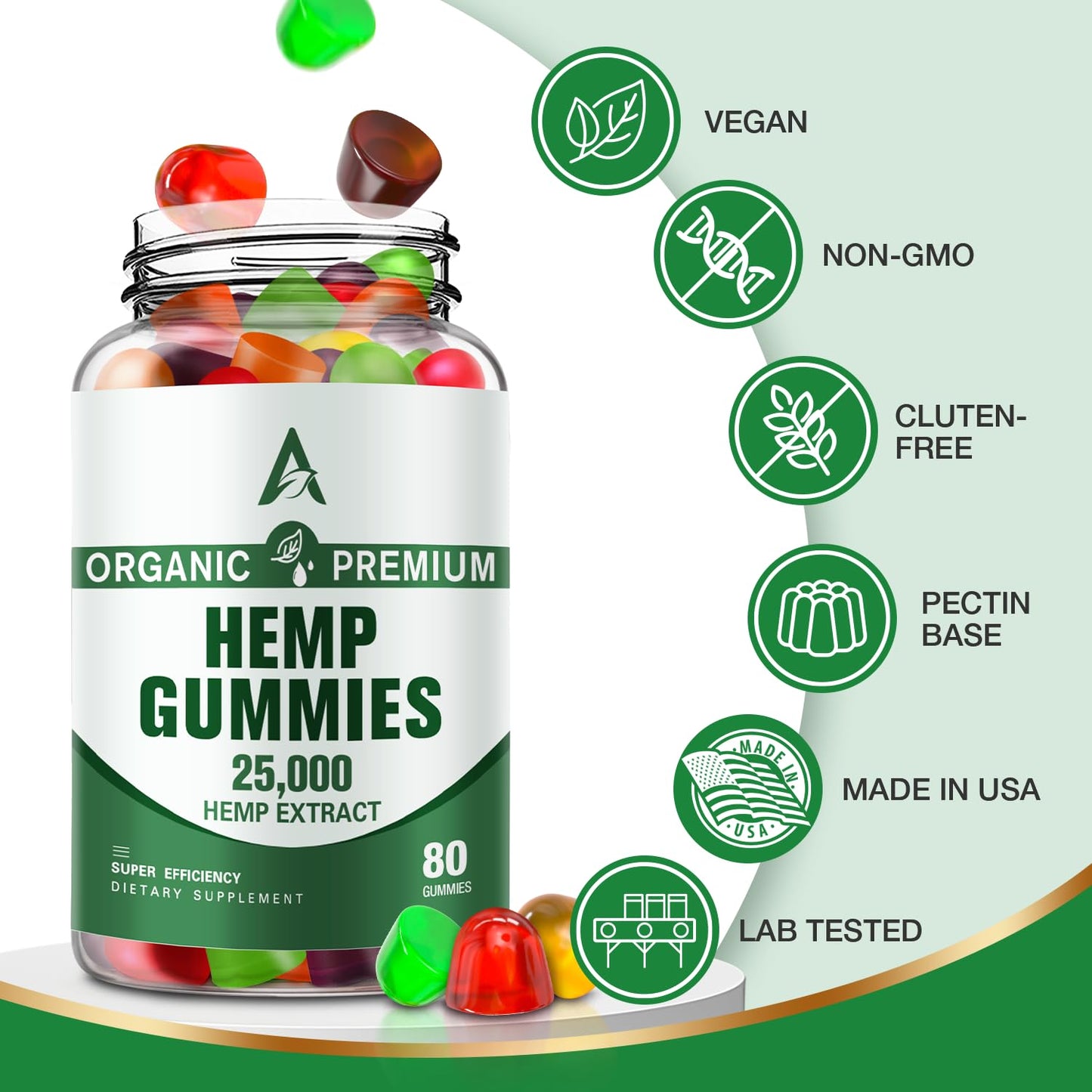 Hemp Gummies High Potency – Sleep, Anxiety & Pain Relief | Organic Extra Strength Hemp Gummies (2 Packs)