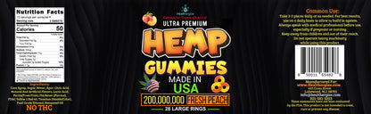 2Pack Hemp Gummies – Premium Hemp Oil Peach Ring (Made in USA)