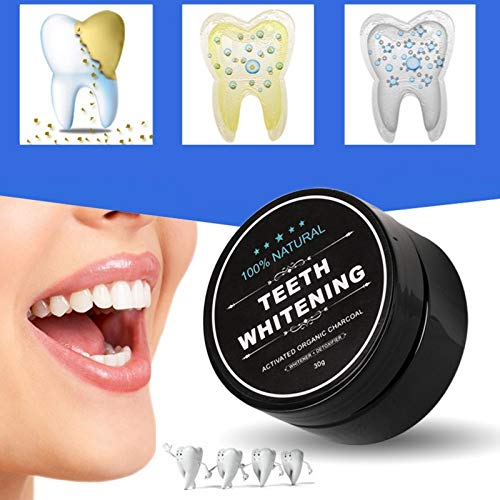 2-Pack Activated Charcoal Teeth Whitening Powder with Bamboo Brush | Coconut Charcoal