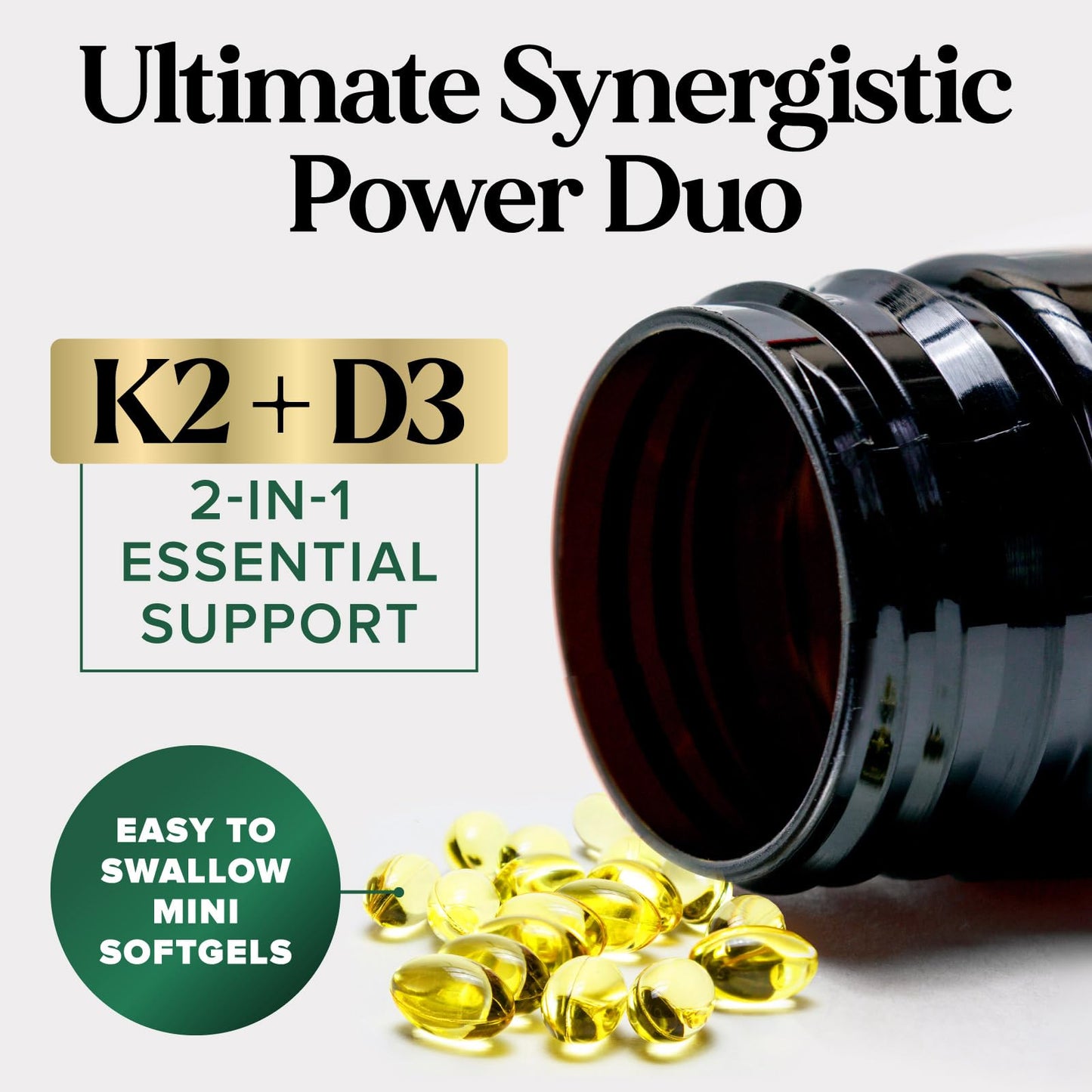 Vitamin D3 K2 5000 IU Plus MK-7 100 mcg – Bone, Immune & Heart Health | 120 Softgels