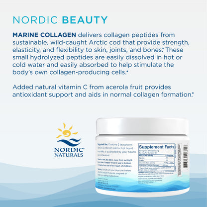 Nordic Beauty Marine Collagen Powder Strawberry – 5.29 oz | Nordic Naturals