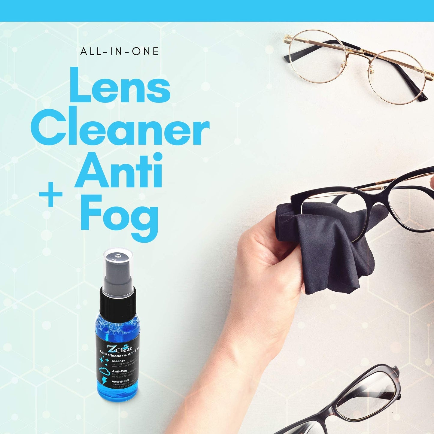Combo Pack: 1oz Anti-Fog Spray + Microfiber Cloth for Glasses & Sunglasses