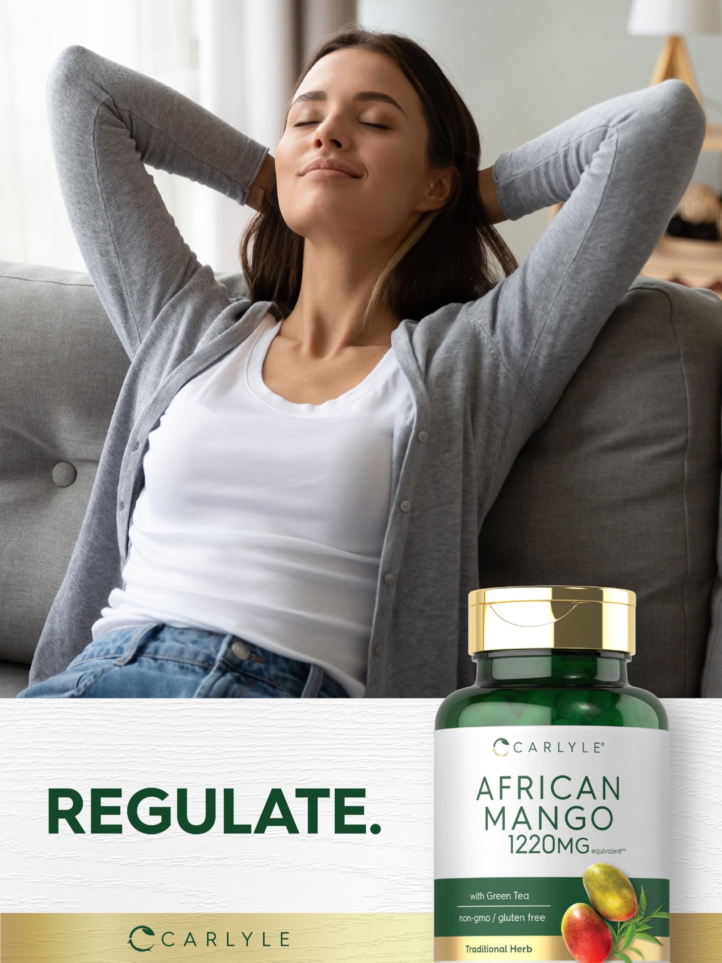Carlyle African Mango 1220mg - 80 Caps | Green Tea Extract | Non-GMO, Gluten Free