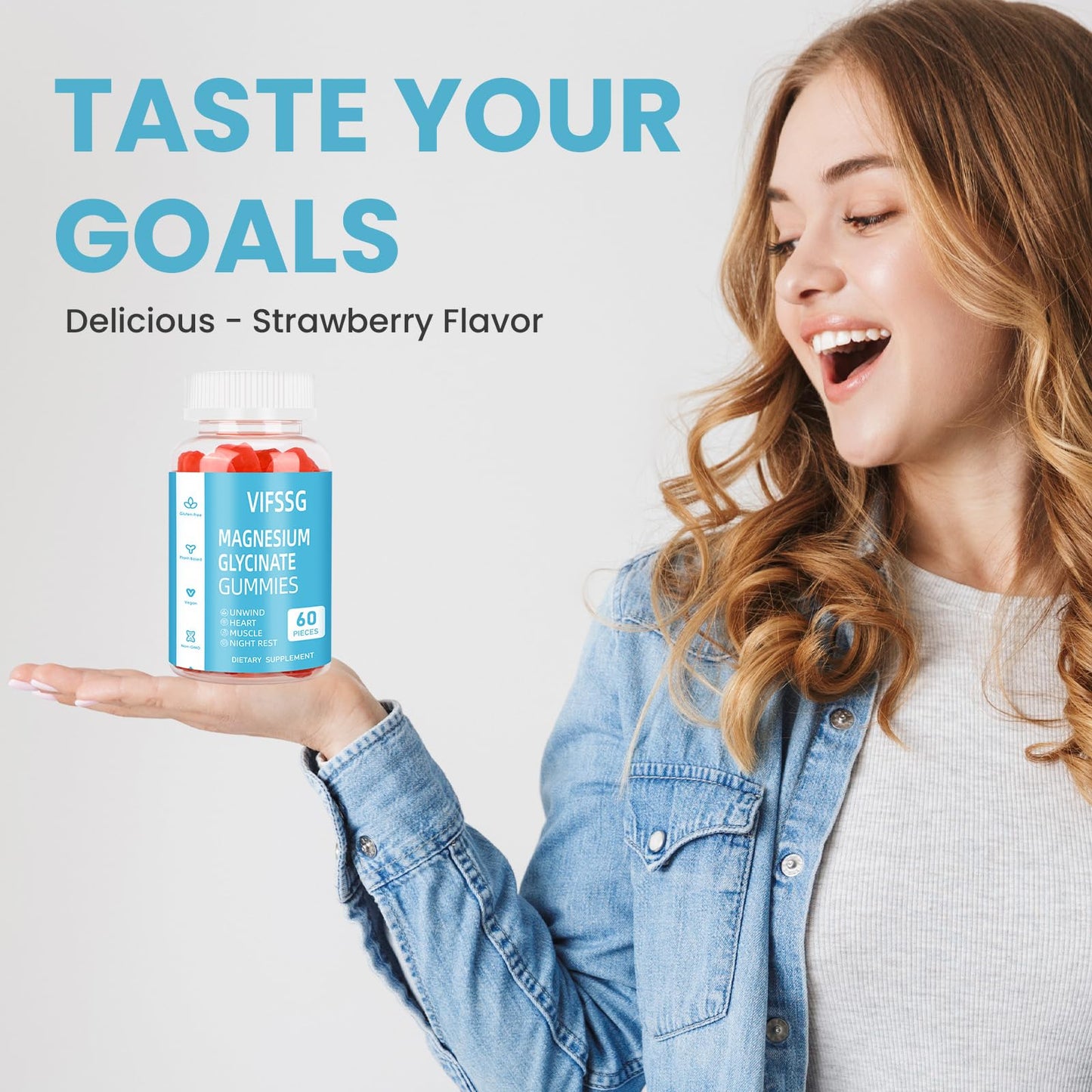 Magnesium Glycinate Gummies 400mg + 200mg L-Threonate – Sugar Free, Vegan, 60 Count