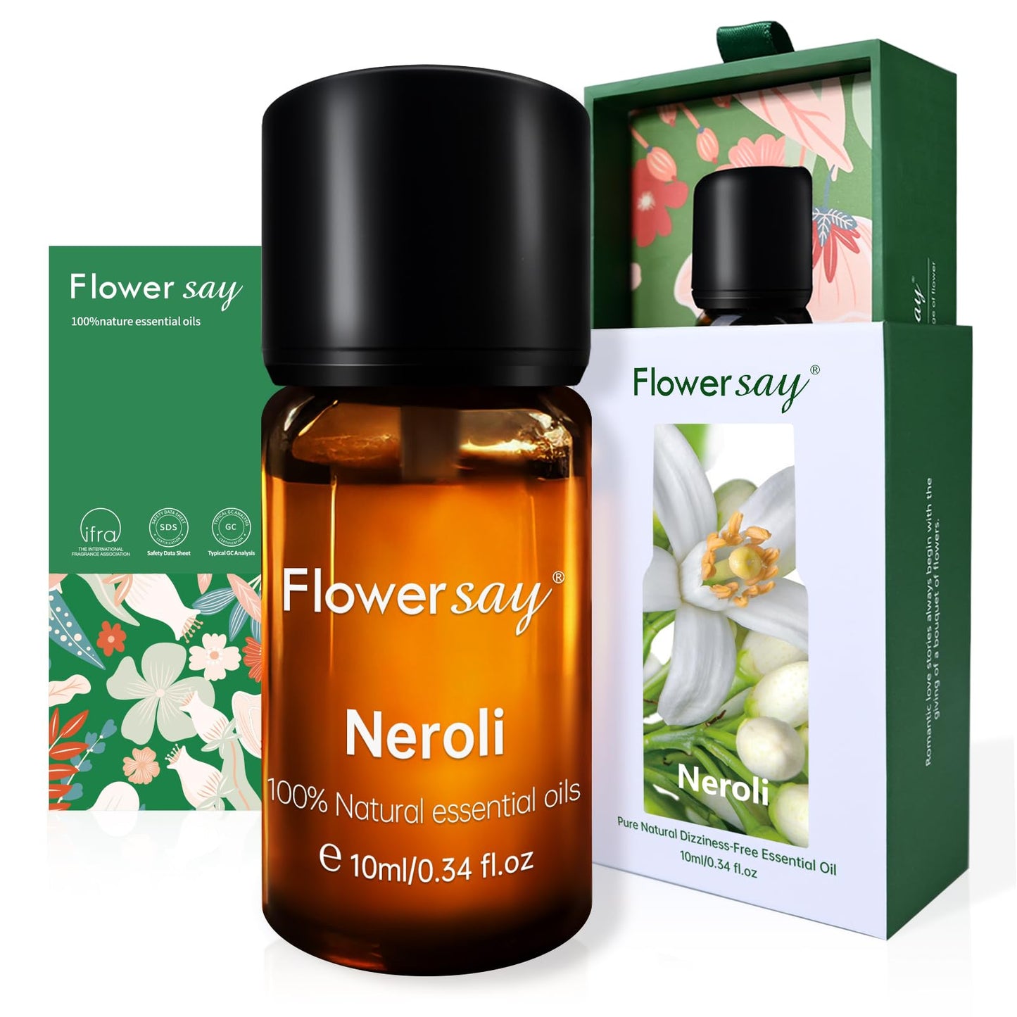 FLOWERSAY Neroli Essential Oil 0.34 oz | 100% Pure, Therapeutic Grade