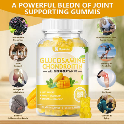 Sugar Free Glucosamine Chondroitin Gummies – Extra Strength 1500mg | Joint Support for Men & Women