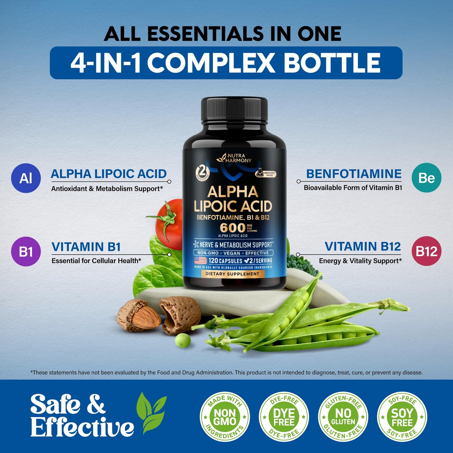 Alpha Lipoic Acid 600mg - ALA for Nerve & Energy Support | 120 Capsules