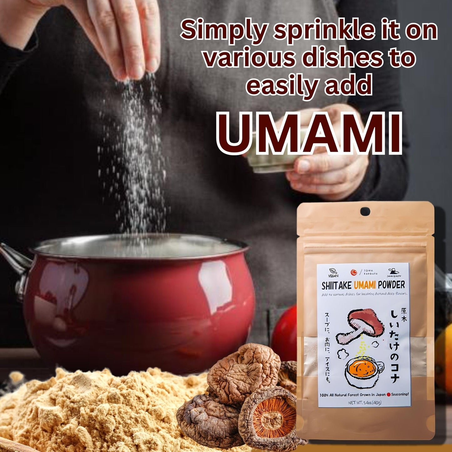Japanese Shiitake Umami Powder 1.4oz – 100% Natural, No MSG | Towa Kanbutu