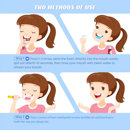 Kids Fluoride-Free Foam Toothpaste for Toddlers – Blueberry Mint Foam, Natural Toothpaste, Travel Size for U-Shaped Toothbrush