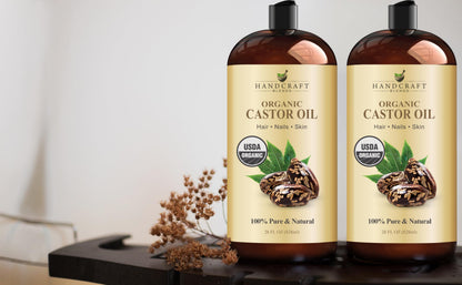 Handcraft Blends Organic Castor Oil 28 Fl Oz - 100% Pure & Natural, Expeller-Pressed, Hexane-Free