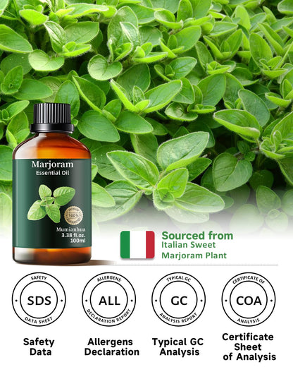 Pure Marjoram Essential Oil | Mumianhua Natural Marjoram Oil 3.38 fl oz