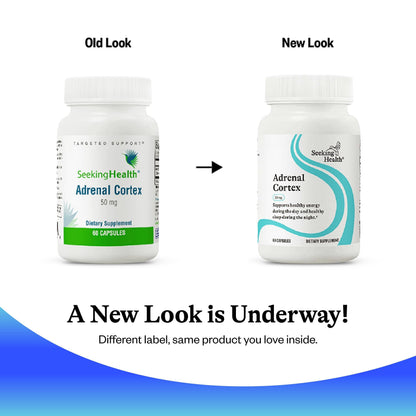 Seeking Health Adrenal Cortex — 50 mg Adrenal Support, 60 Caps | Gluten-Free & Dairy-Free