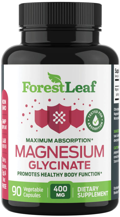 Pure Magnesium Glycinate 400mg – High Absorption, 90 Capsules