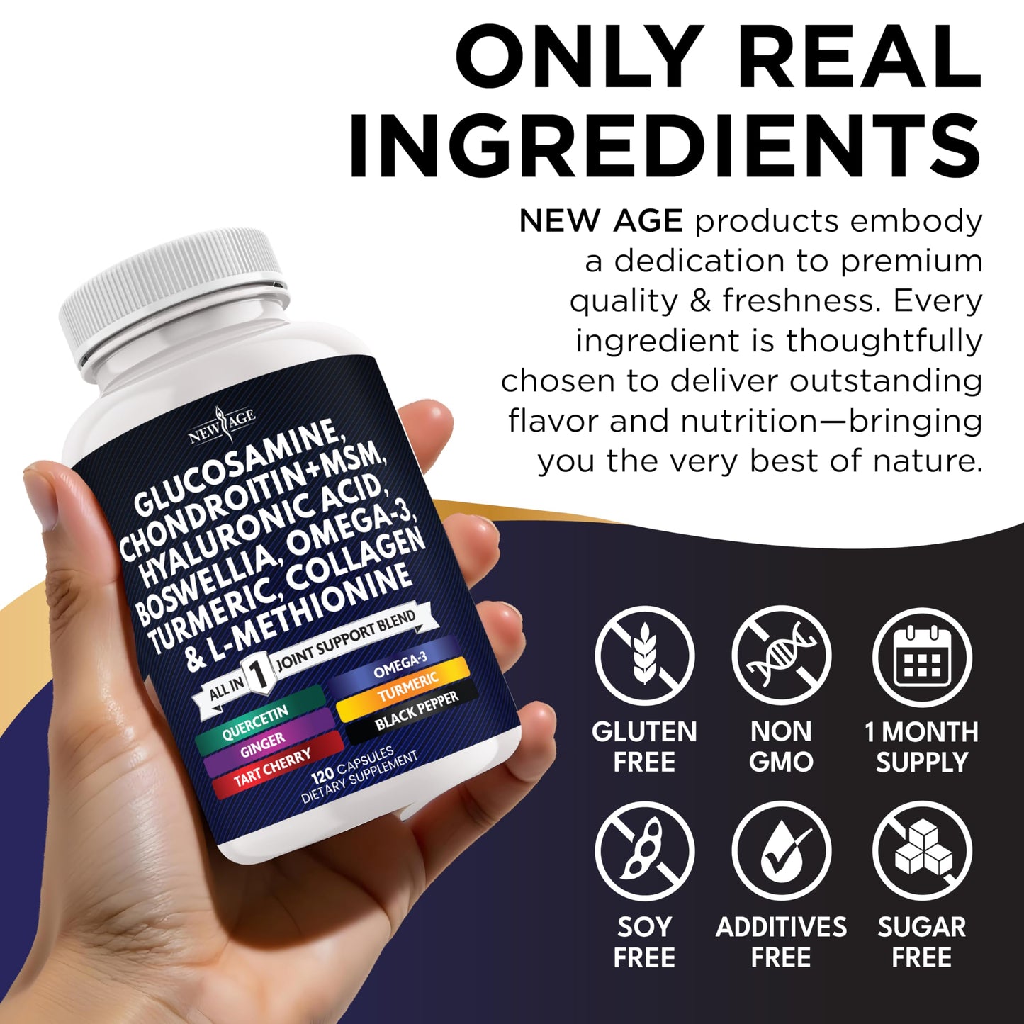 Glucosamine Chondroitin MSM, Turmeric Curcumin, Collagen, Hyaluronic Acid & Omega-3 – 240 Count
