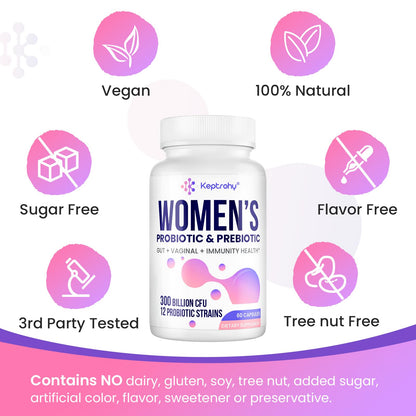 Vaginal Probiotics for Women – 300B CFUs, 12 Strains, 60 Capsules
