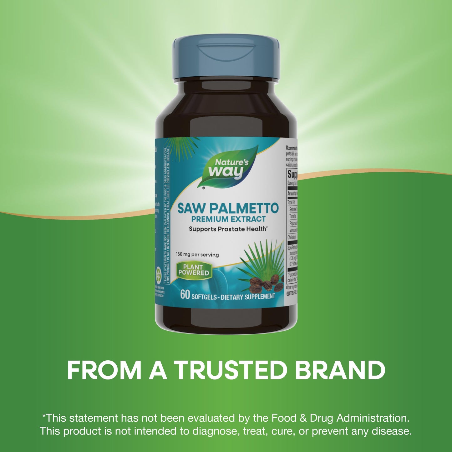 Nature's Way Saw Palmetto Premium Extract - Prostate Health Support (160 mg/serving) - 60 Softgels