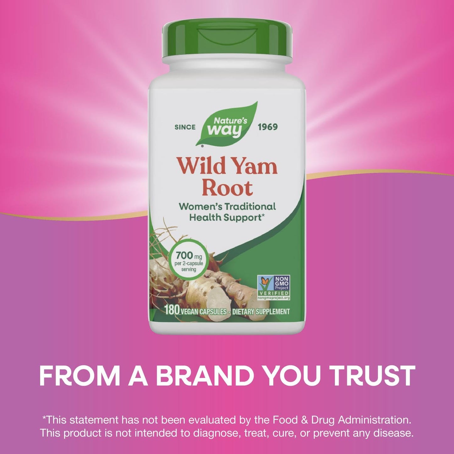 Nature's Way Wild Yam Root – Women's Health Support, 700 mg per 2-Capsule Serving, 180 Vegan Capsules