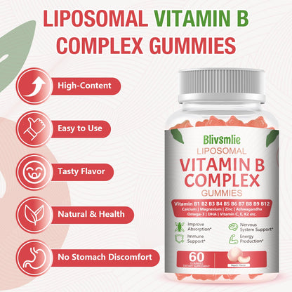 33-In-1 Liposomal Vitamin B Complex Gummies – B1 to B12 + C, D3 & K2 | Energy, Immunity & Heart Support