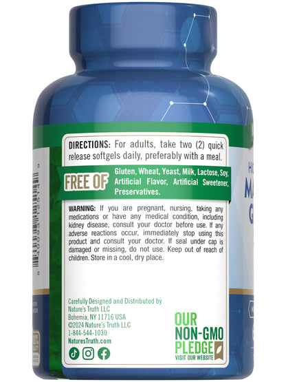 Nature's Truth Magnesium Glycinate Softgels – 250 mg, 60 Pills | High Absorption, Non-GMO, Gluten Free
