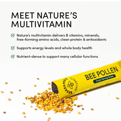 Beekeeper's Naturals 100% Raw Bee Pollen Sticks | Paleo & Keto Friendly | Gluten Free (15ct)