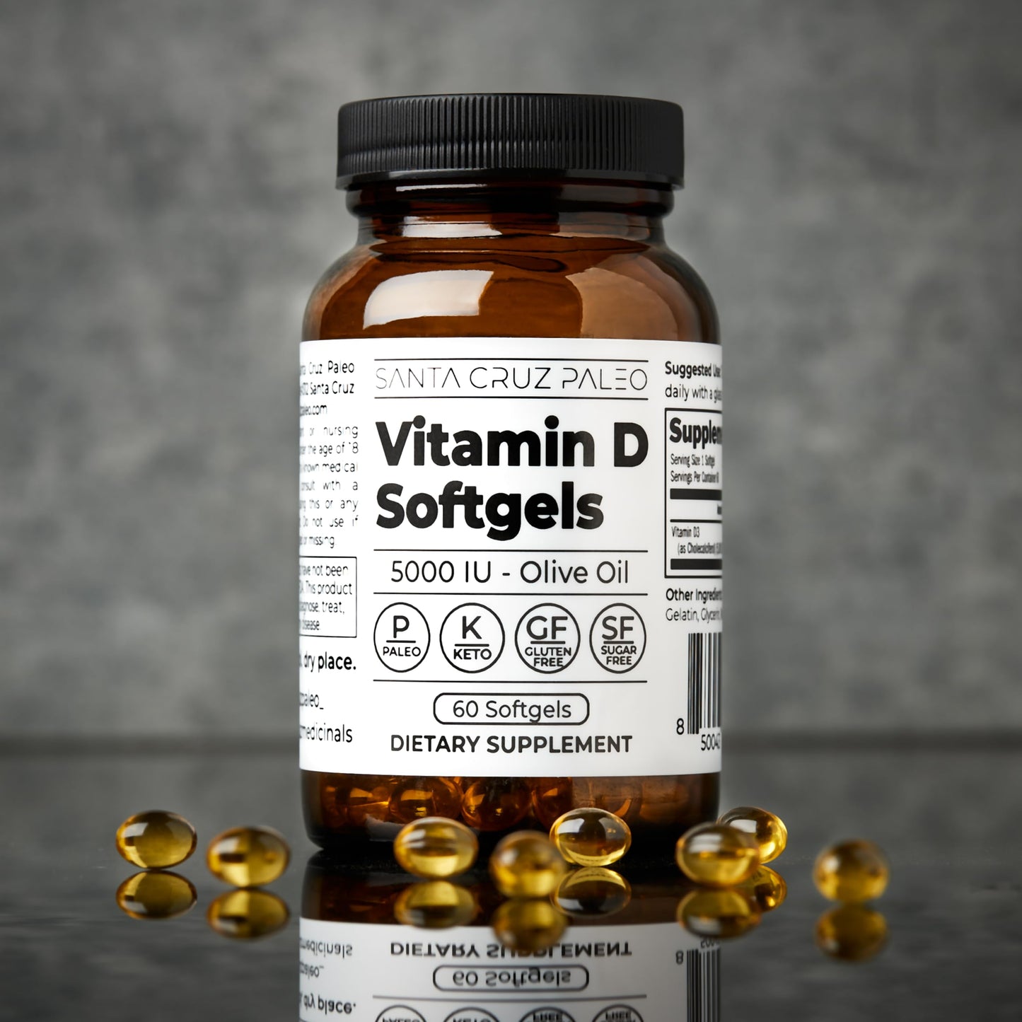 Santa Cruz Paleo Vitamin D3 5000 IU - Olive Oil Softgels, 60 Count