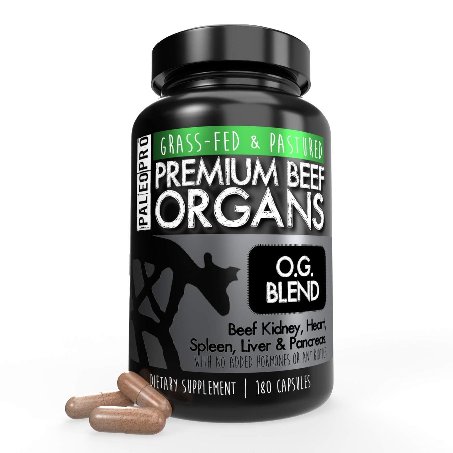 Paleo Pro O.G. Blend Beef Organs Capsules – Kidney, Heart, Liver, Spleen & Pancreas | Grass-Fed & Pastured