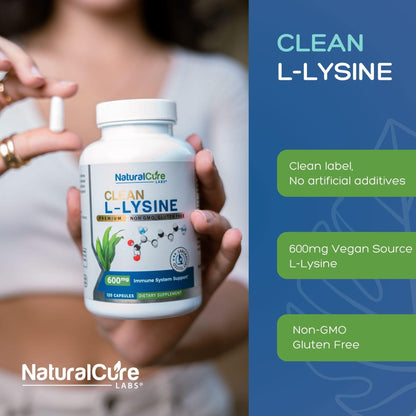 Palmara Health Clean L-Lysine 600mg, 120 Capsules | Vegan, Non-GMO, Gluten Free