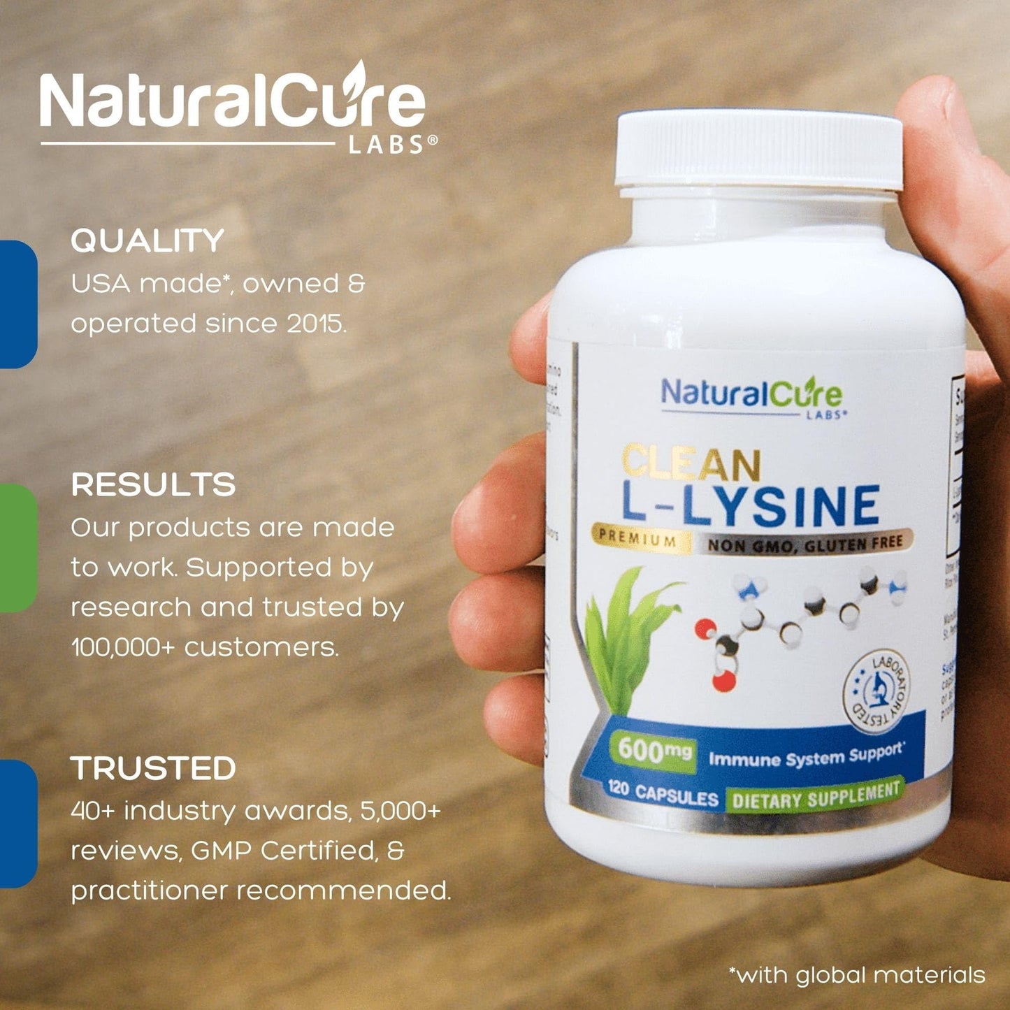 Palmara Health Clean L-Lysine 600mg, 120 Capsules | Vegan, Non-GMO, Gluten Free