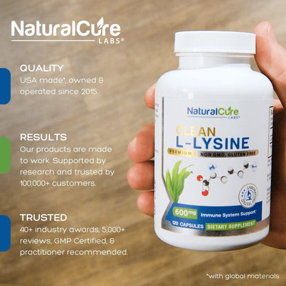 Palmara Health Clean L-Lysine 600mg, 120 Capsules | Vegan, Non-GMO, Gluten Free