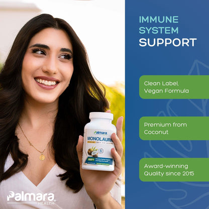 Palmara Health Premium Monolaurin 1,200mg — 2-Capsule Serving, 100 Capsules