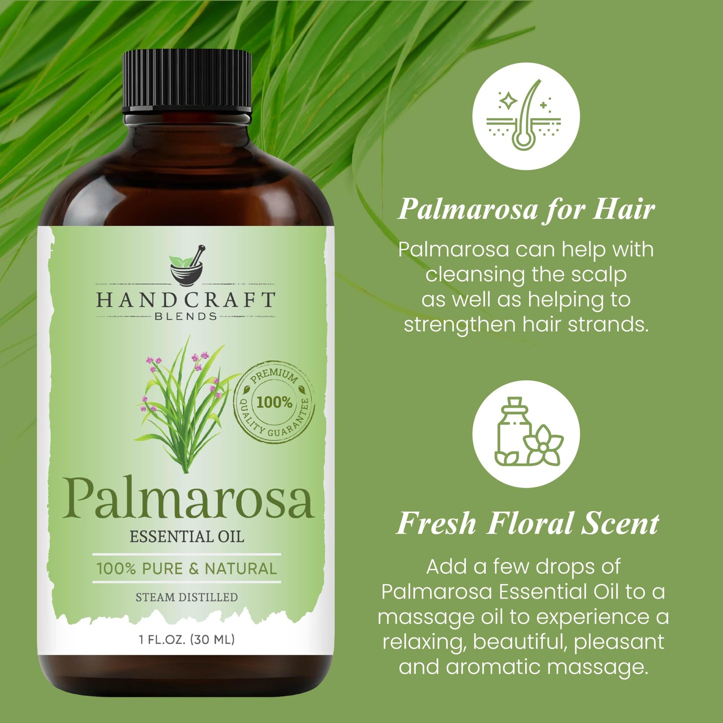 Handcraft Blends Palmarosa Essential Oil – 1 oz | 100% Pure & Natural
