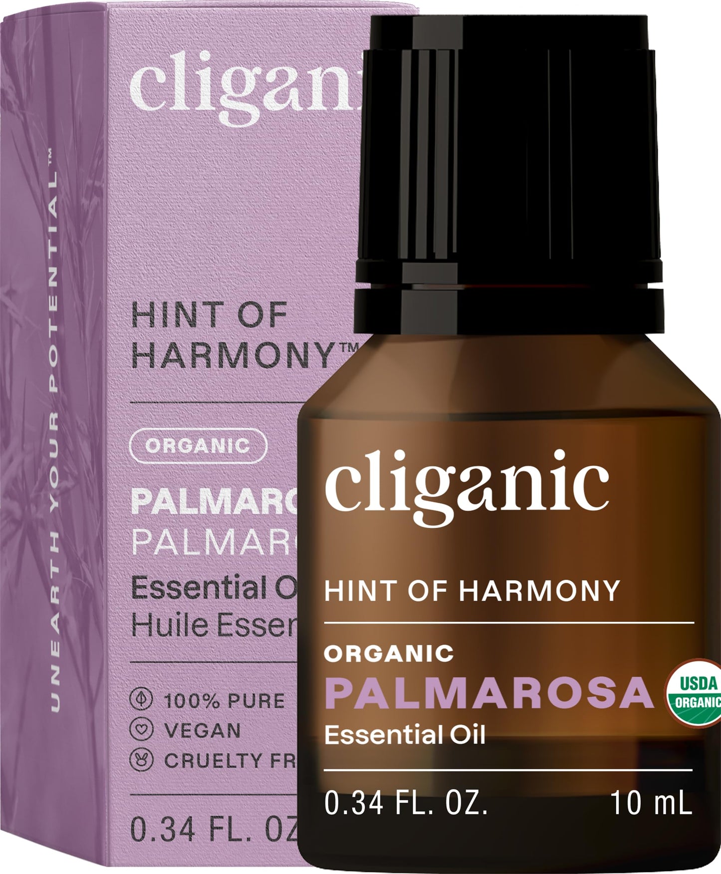 Cliganic Organic Palmarosa Essential Oil - 100% Pure, 10ml, Aromatherapy | Non-GMO, Vegan, Cruelty-Free | Packaging May Vary