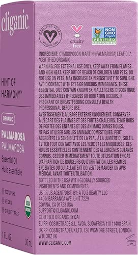 Cliganic Palmarosa Essential Oil – USDA Organic, 1oz, 100% Pure