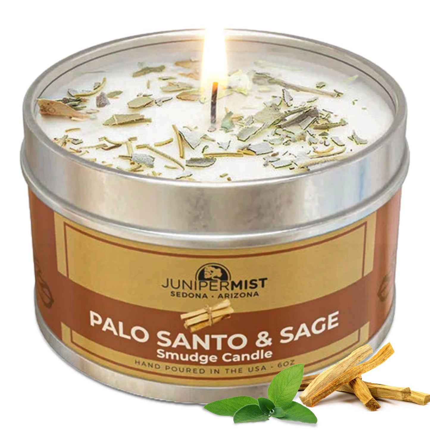 Palo Santo & Sage Smudge Candle (6oz) - Ground & Purify | Soy Wax, Made in USA
