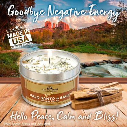 Palo Santo & Sage Smudge Candle (6oz) - Ground & Purify | Soy Wax, Made in USA