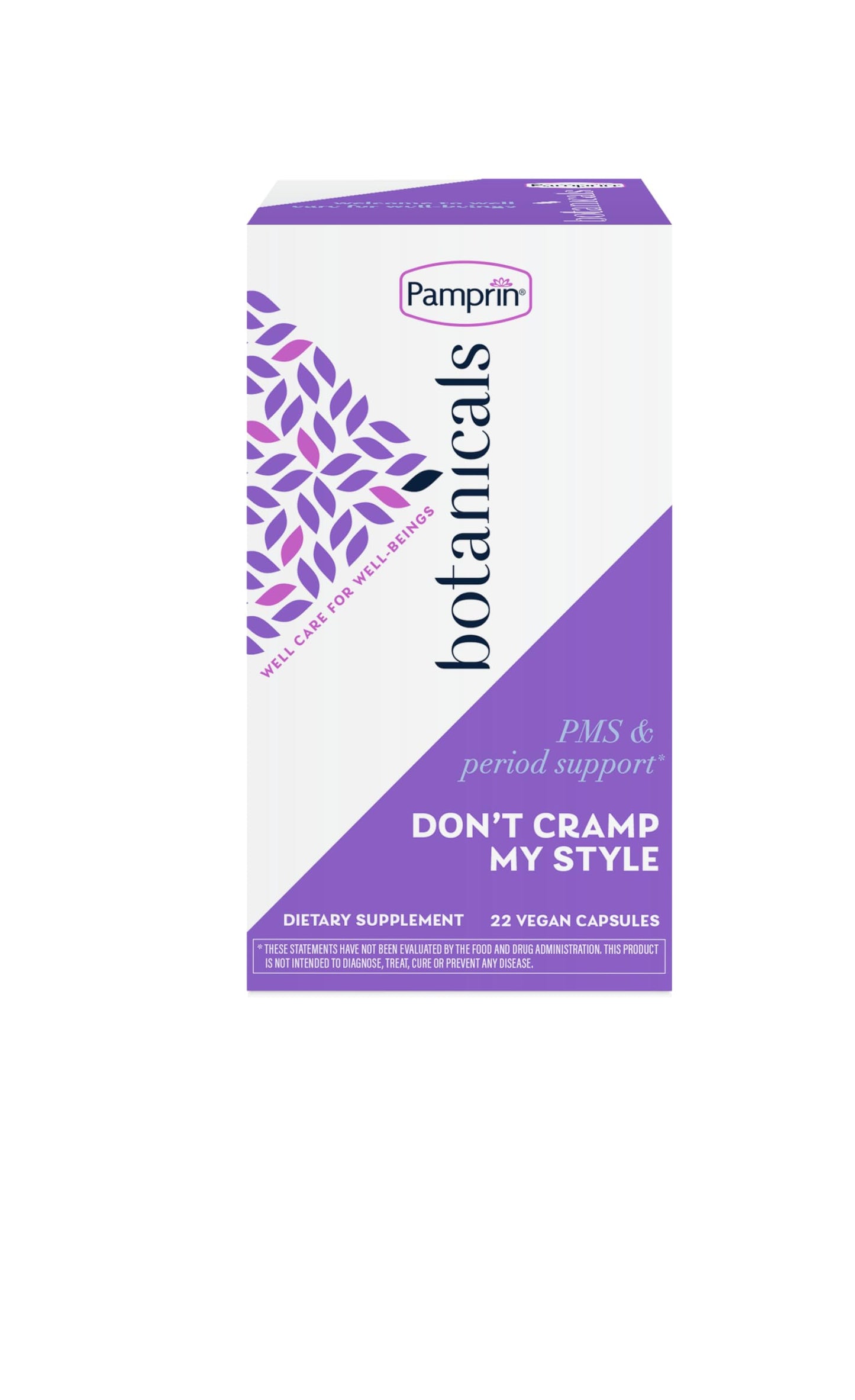 Pamprin Botanicals PMS Support – Ashwagandha, Magnesium, Turmeric, B6, Chasteberry (22 Count)