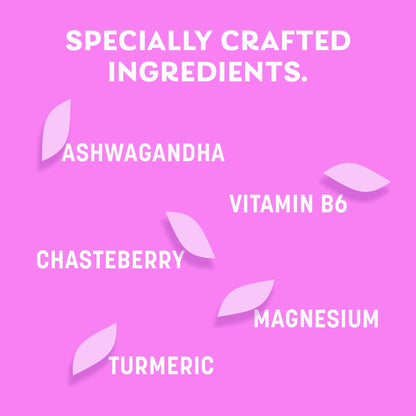 Pamprin Botanicals PMS Support – Ashwagandha, Magnesium, Turmeric, B6, Chasteberry (22 Count)