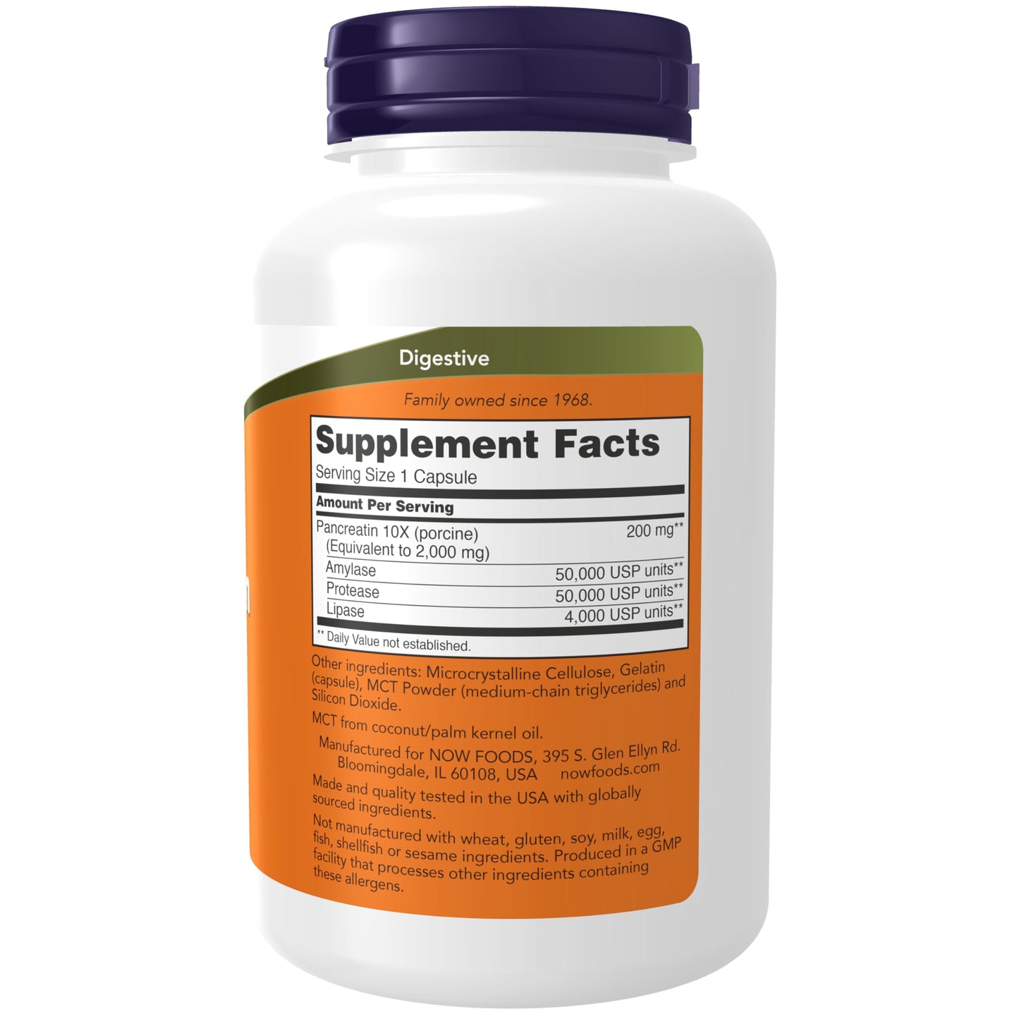 NOW Foods Pancreatin 2000 – Digestive Enzymes (Protease, Amylase, Lipase) – 250 Capsules
