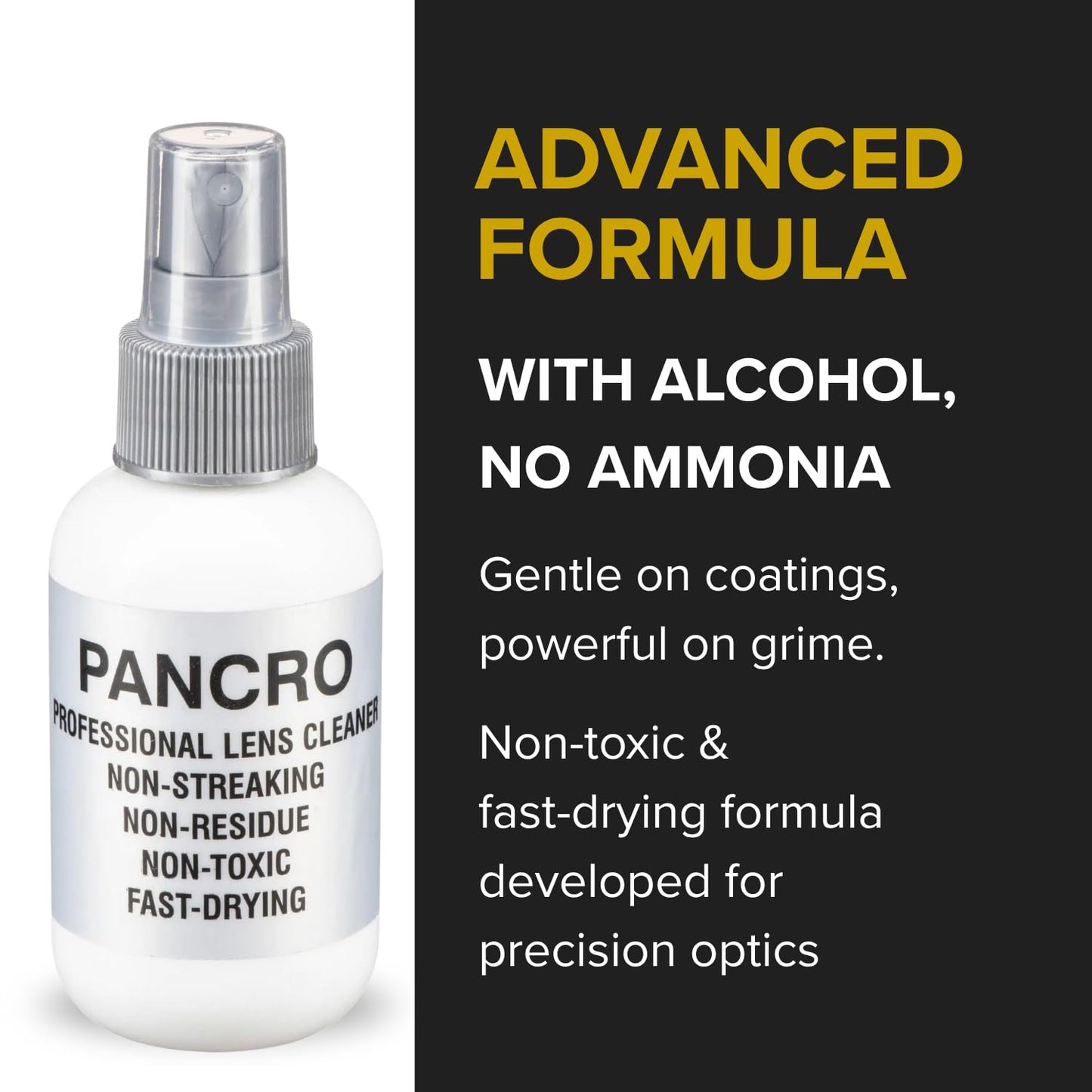 Pancro Professional Lens Cleaner 4oz Spray Bottle - Eyeglasses, Sunglasses & Camera Lenses