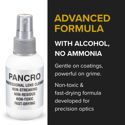 Pancro Professional Lens Cleaner 4oz Spray Bottle - Eyeglasses, Sunglasses & Camera Lenses