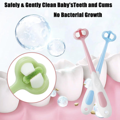 PandaEar 3-Pack Baby Toothbrush - 3-Sided Training Brush for Ages 1-4