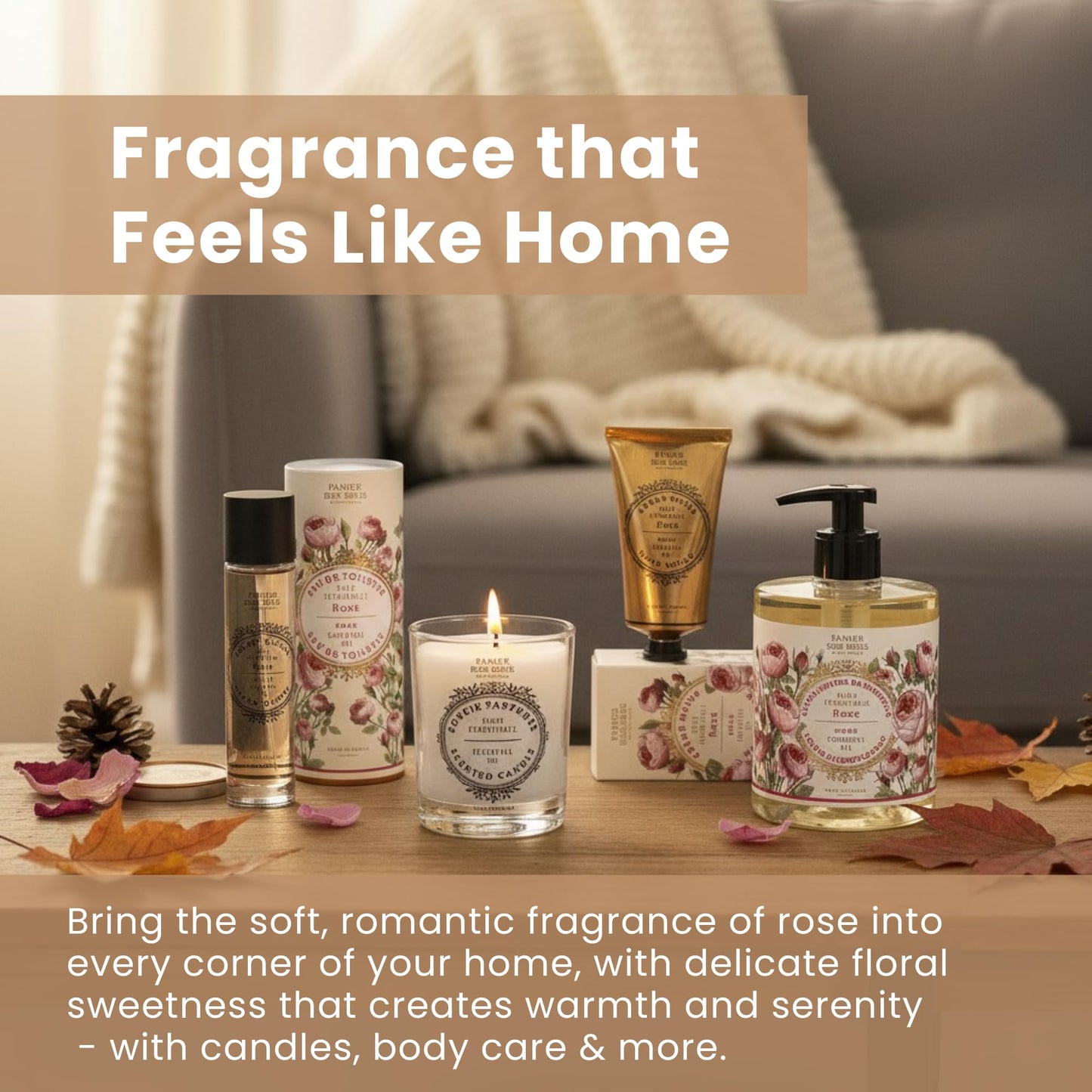 Panier des Sens Rose Candle – Hand-Poured in Provence, 55h Burn Time