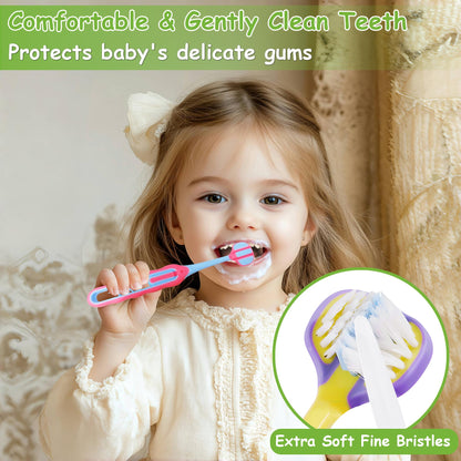 PANIMOSI 8-Pack Toddler Toothbrush – 3-Sided, Ultra-Soft Bristles, Ages 1-12