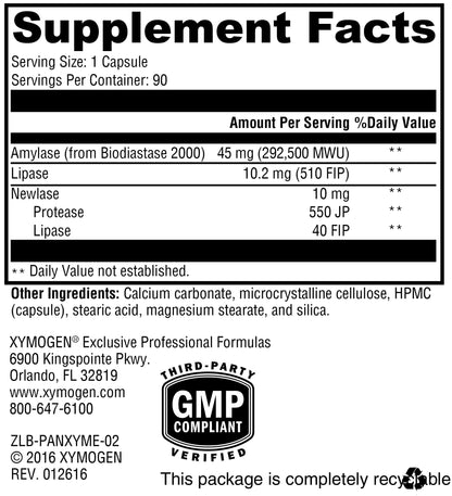 XYMOGEN PanXyme pH - Digestive Enzymes for Gut Health | Gluten Free + Vegan (90 Capsules)
