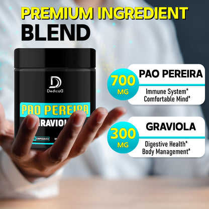 DEDICAD Pao Pereira Bark Extract & Graviola Soursop – 150 Capsules | Immune Support & Mood Balance